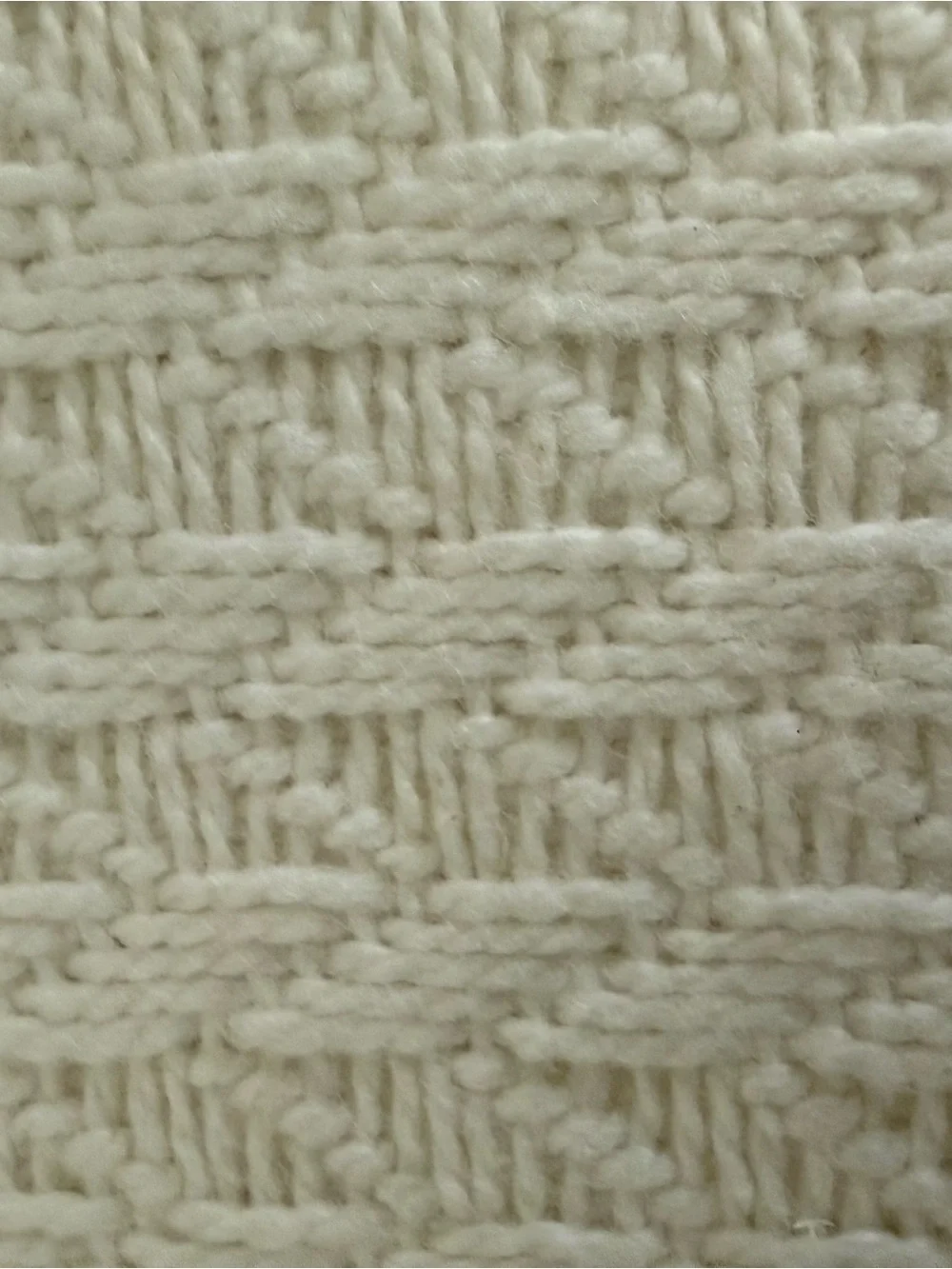 Ralph Lauren White Herringbone Cotton Blanket with Brown RLL Logo
